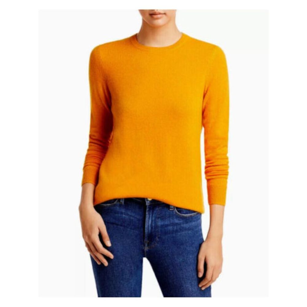 Designer Brand Womens Yellow Cashmere Long Sleeve Wear To Work Sweater S